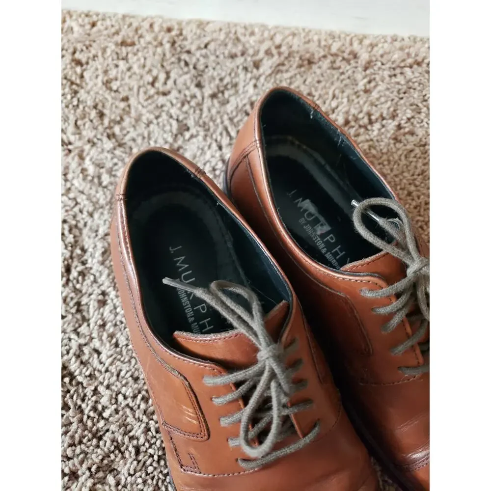 J Murphy derby oxford cap toe leather lace up brown casual mens 9